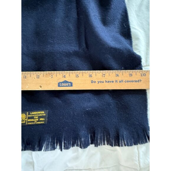 VTG Woolen Mill Of Princes St Edinburgh Lambswool Scarf Navy Blue Warm 10x 46 - Picture 3 of 3